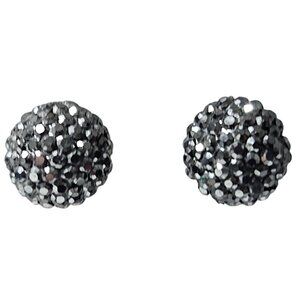 Glitter Ball Stud Earrings Cone Design Silver Tone Retro Fashion Jewelry Women